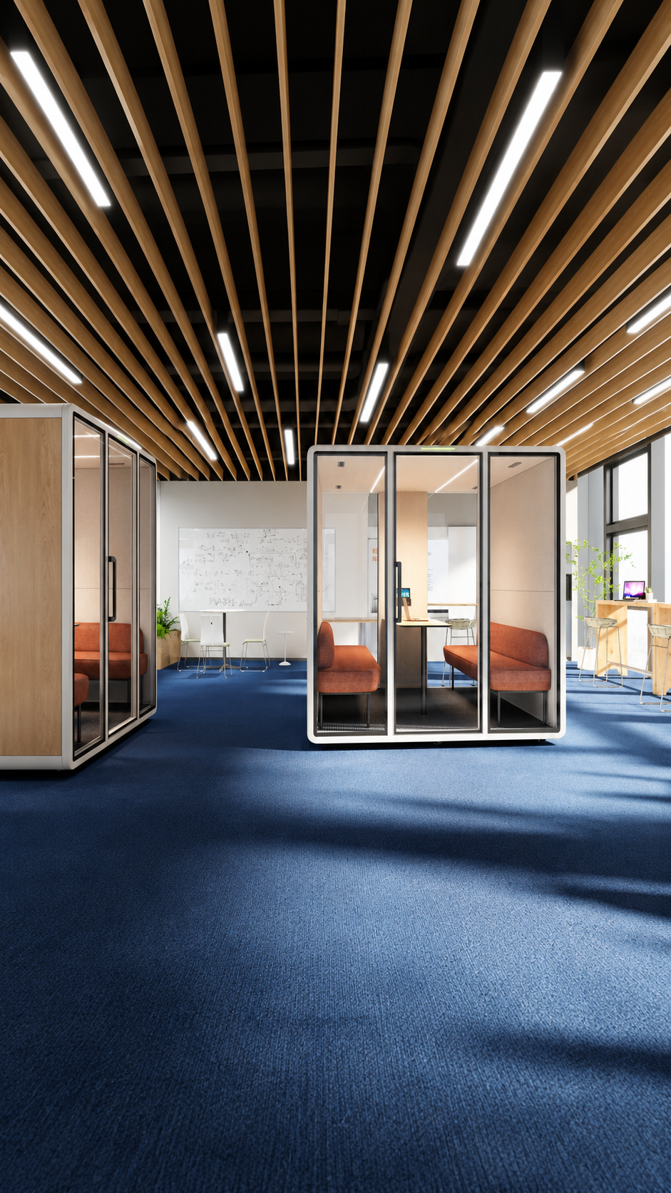 MOVNI acoustic meeting pods in a modern bright office space